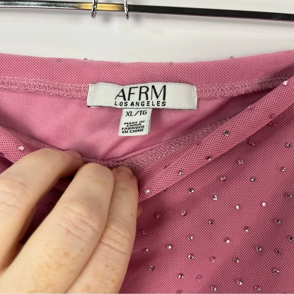 AFRM Dasani Rhinestone Dotted Ruched Miniskirt NWT XL